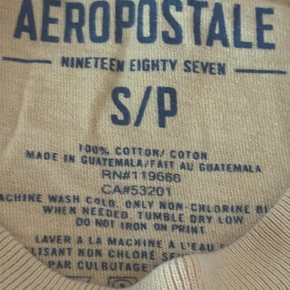 Aeropostale Mustard Tee with Navy  Lettering - Picture 2 of 7